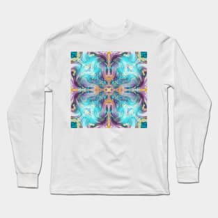 Aqua Nebula Kaleidoscope Long Sleeve T-Shirt